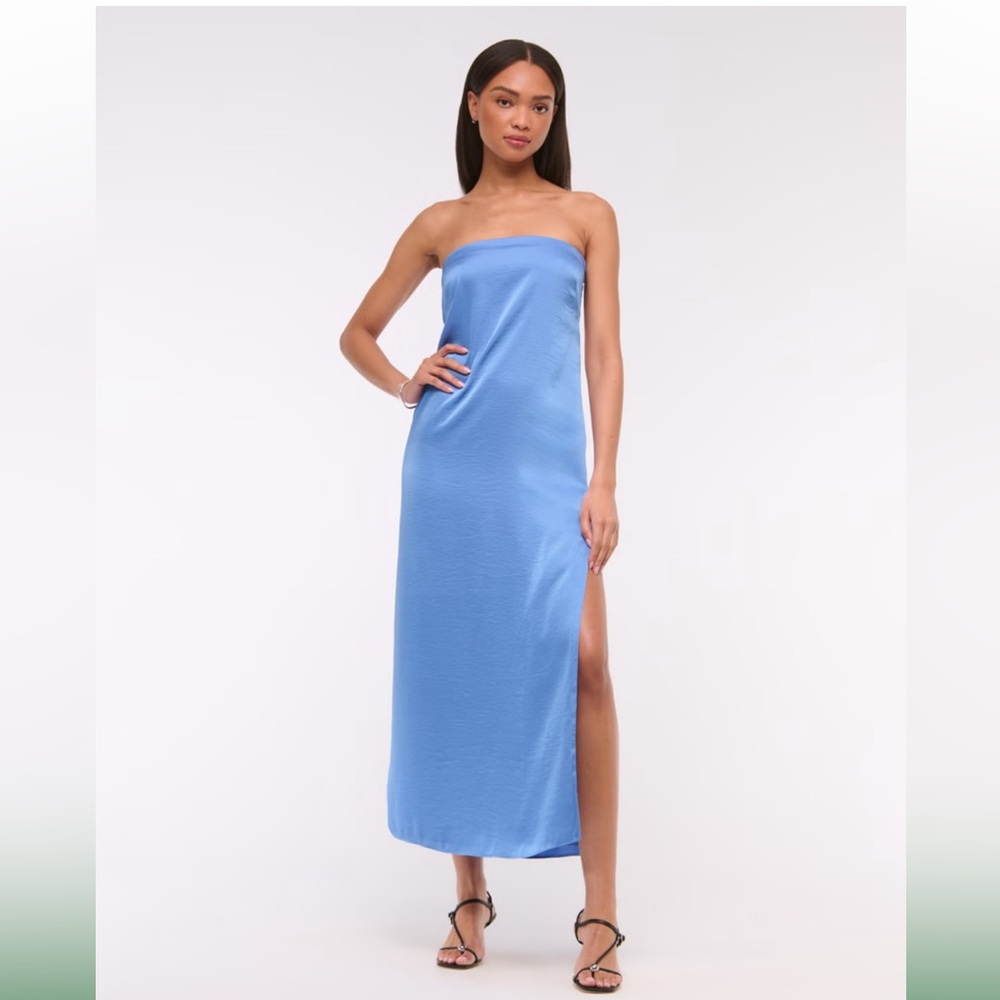 Abercrombie & Fitch Julia Strapless Slip Maxi Dress, Large, Dutch Blue